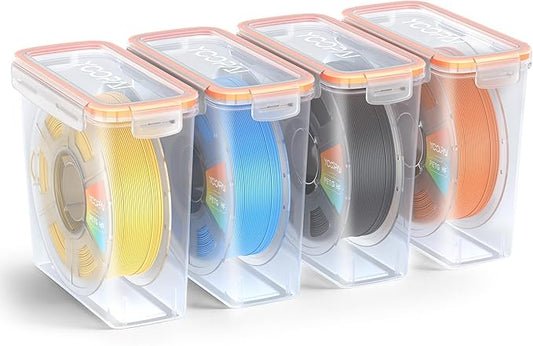 YOOPAI Pro Filament Storage Box – Precision-Fit Airtight Container for Single 1KG Spools, Flat-Lid Design for Stable Stacking, Premium Desiccant Moisture Control, 3D Printer Filament Storage 4 Pack
