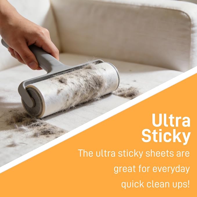 (24PK) 10-Inch Large Lint Roller Refills Extra Sticky Mega Pet Hair Remover Compatible with Evercare/Leo Rolls, Sticky Roller Replacements for Carpet & Bedding (90 Sheets/Roll, Total 2160 Sheets)