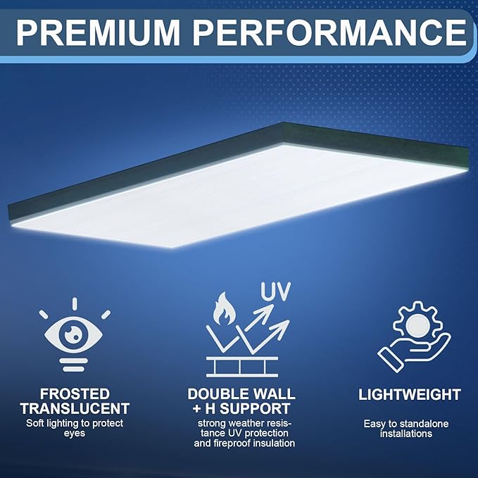 Pushglossy 6 Pack 22.5" x 46.5" x 0.2" Fluorescent Light Covers Classroom Office Diffuser Panels Cuttable for 2x4ft Drop Ceiling Light Polycarbonate Replacement Cover for Hospitals Home (Clear)