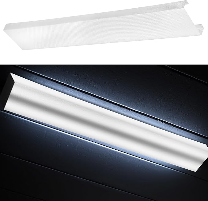 Beeveer 4 Pcs 48 Inch Fluorescent Light Fixture Covers Replacement Wrap Around Light Cover 4ft Two Bulb Replacement Lens Transparent Square Lenses for 4ft LED Ceiling, Home Kitchen Room