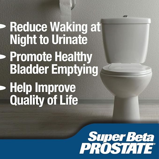 SUPER BETA PROSTATE Complément de soutien pour la santé masculine - Réduit les allers-retours aux toilettes, favorise le sommeil, améliore la vidange de la vessie et la santé de la prostate, bêta-sitostérol - 60 comprimés (lot de 2)