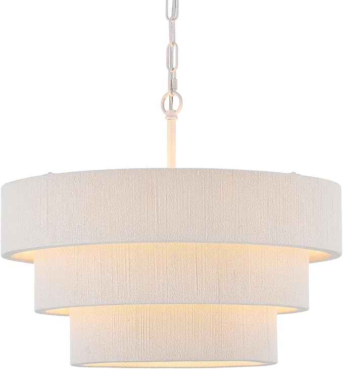 20” Boho Hand Woven Rattan Chandelier 3 Round Adjustable Coastal Pendant Light for Kitchen Island Dining Living Room, White, UL Listed