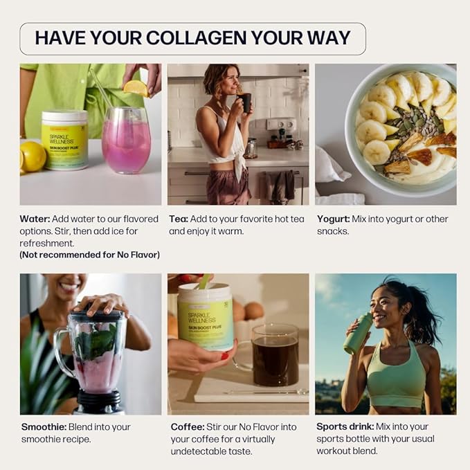 Sparkle Wellness VERISOL Bioactive Hydrolyzed Collagen Peptides | Collagen Powder with Vitamin C & Hyaluronic Acid for Hair, Skin, and Nail Health | Skin Boost Plus (Acai Lemonade) [30-Serves]