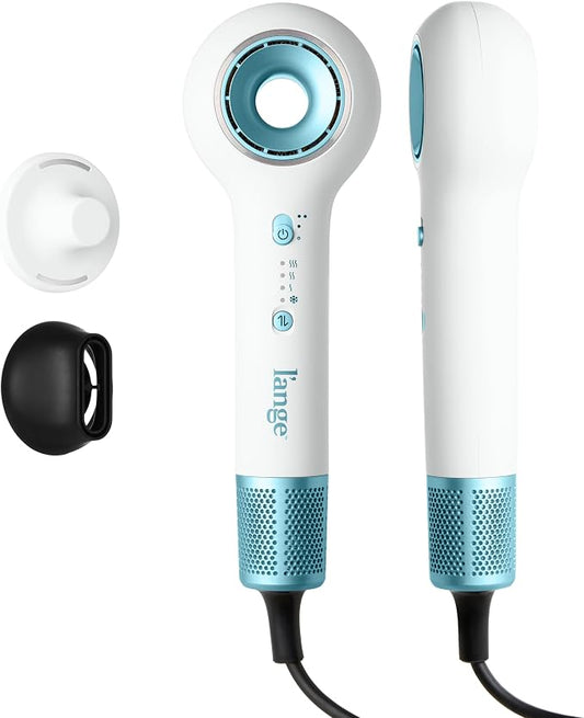 L'ANGE HAIR Axia HaloRing Ionic Hair Dryer | High Speed Professional Blow Dryer for Smooth, Frizz-Free Styles | Lightweight Brushless Motor with Concentrator & Wall Mount | 4 Heat Settings | White
