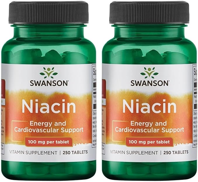 Swanson Niacin (B3) Cardio Health Support Carbohydrate Metabolism 500 Milligrams 250 Capsules