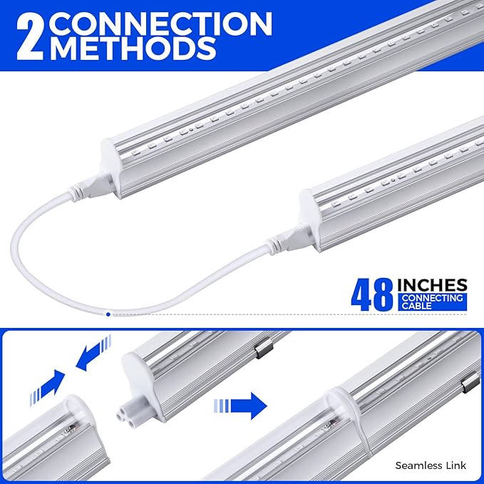 Barrina UV LED Blacklight Bar, 22W 4ft, T5 Integrated Bulb, Black Light Fixture for Blacklight Poster, Halloween Decorations and Christmas Party, Fun Atmosphere with Built-in on, Off Switch (4-Pack)