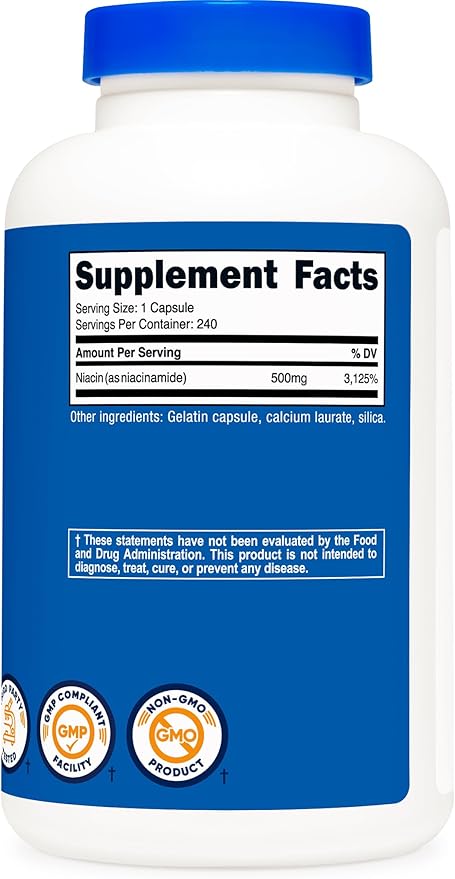 Nutricost Niacinamide (Vitamin B3) 500mg, 240 Capsules - Non-GMO, Gluten Free, Flush Free Vitamin B3 (Pack of 2)