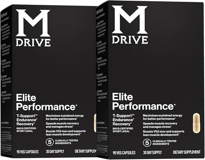 Mdrive Elite Testosterone Booster for Men - Supports Immune Health, Energy, VO2Max, Recovery, Stress Relief, Lean Muscle, KSM-66 Ashwagandha, DIM, Fenugreek, 180 Capsules
