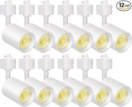 VANoopee 12-Pack 10W Dimmable LED Track Lighting Heads H Type Track Light Replacement Fixtures Bright 4000K Neutral White Ceiling Spotlight for Accent Task Art, Flicker Free CRI90+ 24° 800lm White