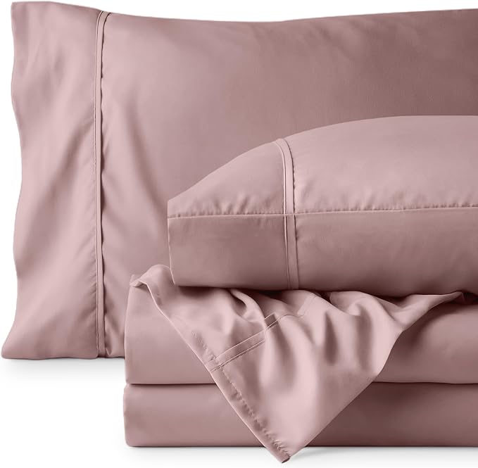 Bare Home Twin XL Sheet Set - 1800 Ultra-Soft Microfiber Twin Extra Long Bed Sheets - Double Brushed - Deep Pockets - Easy Fit - 3 Piece Set - Bedding Sheets & Pillowcases (Twin XL, Mauve)