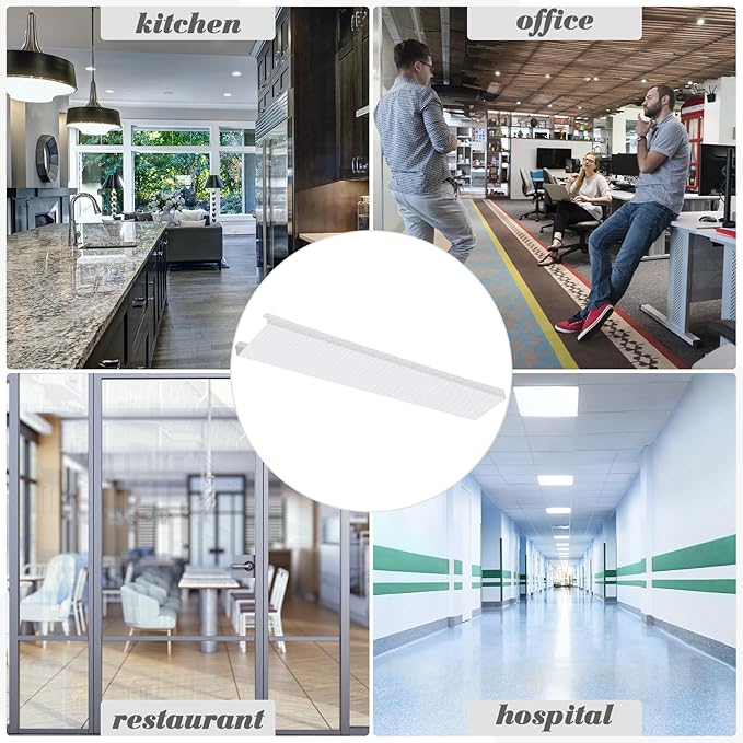 Beeveer 4 Pcs 48 Inch Fluorescent Light Fixture Covers Replacement Wrap Around Light Cover 4ft Two Bulb Replacement Lens Transparent Square Lenses for 4ft LED Ceiling, Home Kitchen Room