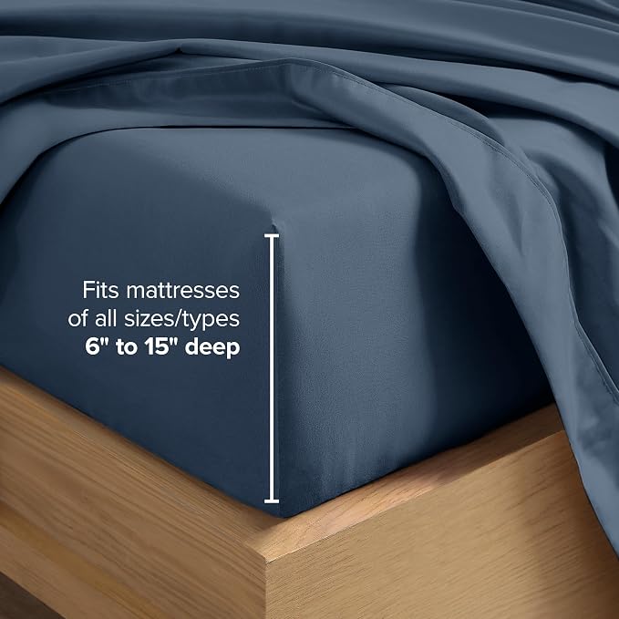 Bare Home Twin Sheet Set - 1800 Ultra-Soft Microfiber Twin Bed Sheets - Double Brushed - Deep Pockets - Easy Fit - 3 Piece Set - Bedding Sheets & Pillowcases (Twin, Bering Sea)