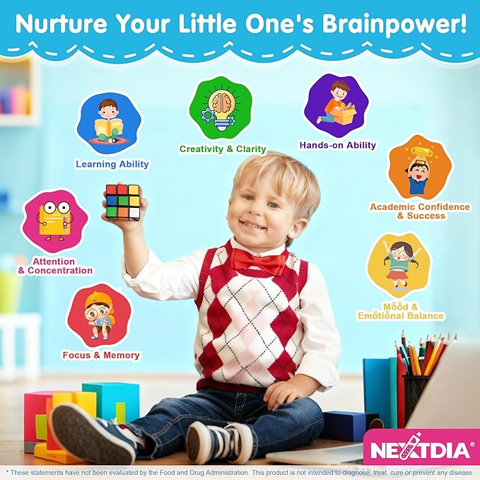 ホスファチジルセリンサプリメント100mg、子供とティーン向けフォーカスグミ+ビタミンC & D3 400IU、シュガーフリー子供用脳機能グミ、集中力・注意力向上、チュアブル、ビーガン、グルテンフリー、非遺伝子組み換え、2個パック