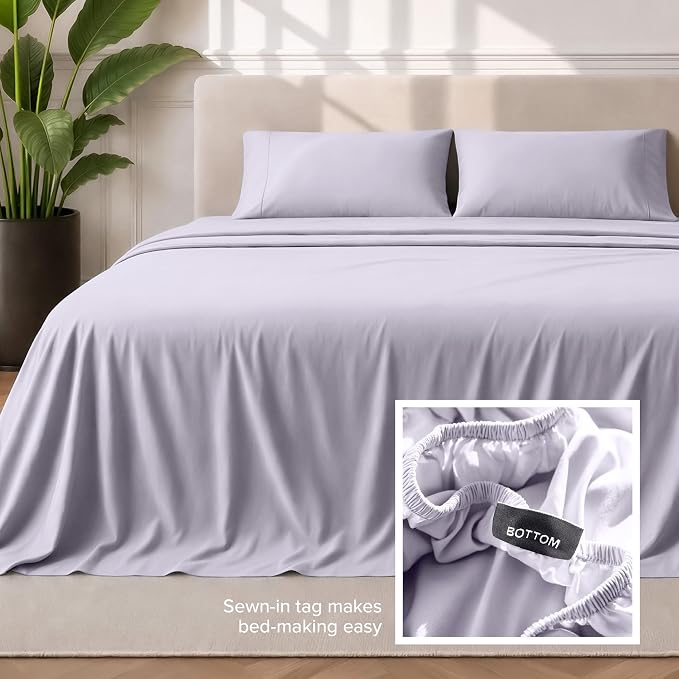 Bare Home Twin XL Sheet Set - 1800 Ultra-Soft Microfiber Twin Extra Long Bed Sheets - Double Brushed - Deep Pockets - Easy Fit - 3 Piece Set - Bedding Sheets & Pillowcases (Twin XL, Light Lavender)