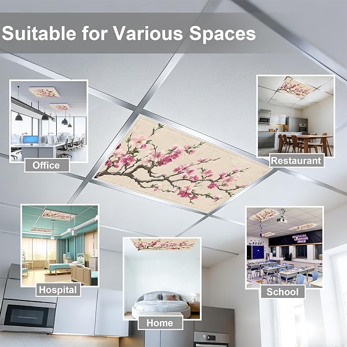 4 Pack 2x4 FT Magnetic Fluorescent Light Covers, Ceiling Light Filters for Classroom Office Home Hospital, Easy Install Decorative Drop Ceiling Panels