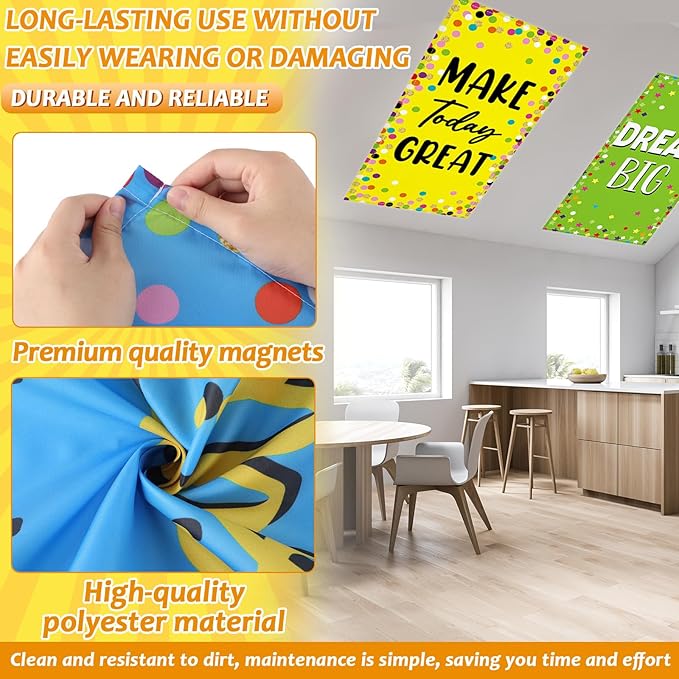 8 Pcs Fluorescent Light Covers with 80 Magnets Decorative for Classroom Ceiling Lights 4 x 2 Feet Magnetic Light Cover Filter Easy Install for Office Hospital Home Ceiling Supplies (Colorful Confetti)