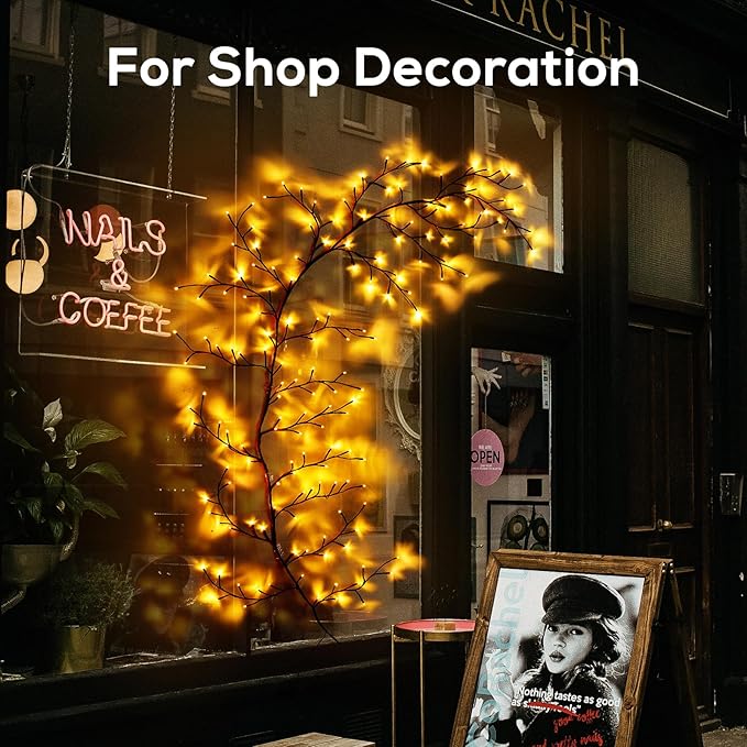 YCoisini Enchanted Willow Vine Lights for Home Decor with 160LEDs, 8.2FT Wall Decoration Light with 8 Remote Control Modes (Brown)(1PCS)