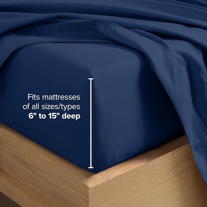 Bare Home Split California King Sheet Set - 1800 Ultra-Soft Microfiber Bed Sheets - Double Brushed - Deep Pockets - Easy Fit - 5 Piece Set - Bed Sheets (Split Cal King, Dark Blue)