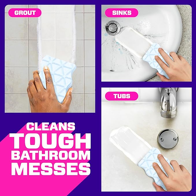 Éponge magique effaceur de taches Mr. Clean, nettoyant pour salle de bain, douche, baignoire, éliminateur de résidus de savon, fournitures de nettoyage de salle de bain, puissance de nettoyage Dawn avec parfum de citron, douche et baignoire, 6 unités