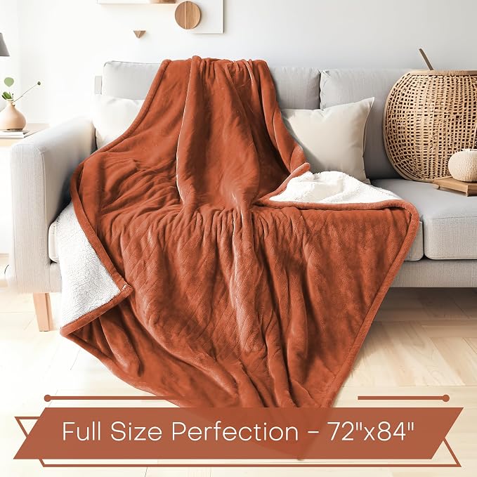 Electric Heated Blanket 62"x84" Twin Size, Dual-Sided Flannel & Sherpa, 9 Heat Settings & 1-10H Auto Off, Soft Warm for Home Office Bed Couch, Machine Washable, ETL Certified, Caramel