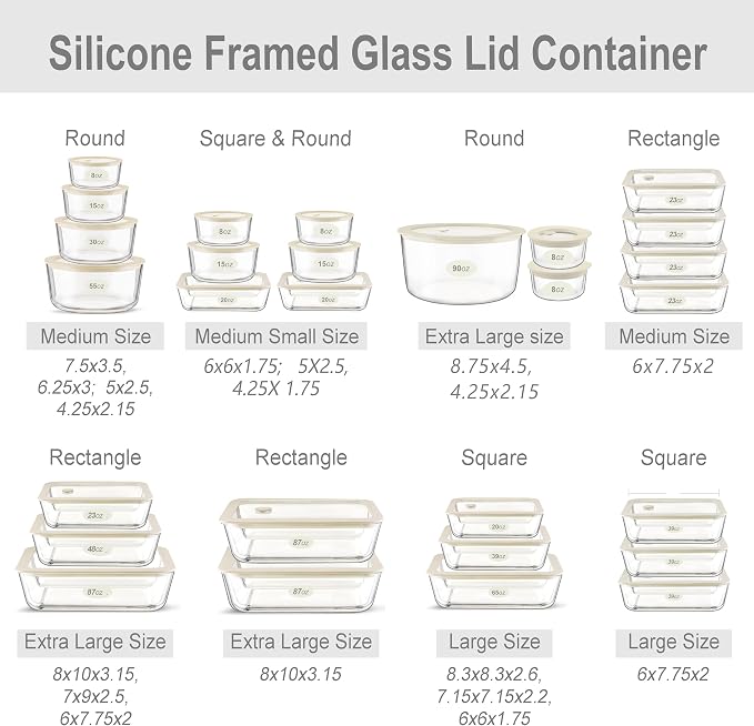 Urban Green Glass Food Container Set with Glass Lid, 3 Pack, Meal Prep Containers with Silicone Airtight Lid, 1 Large Glass Salad Bowl, 2 small dressing containers,Leakproof, 100% Plastic Free