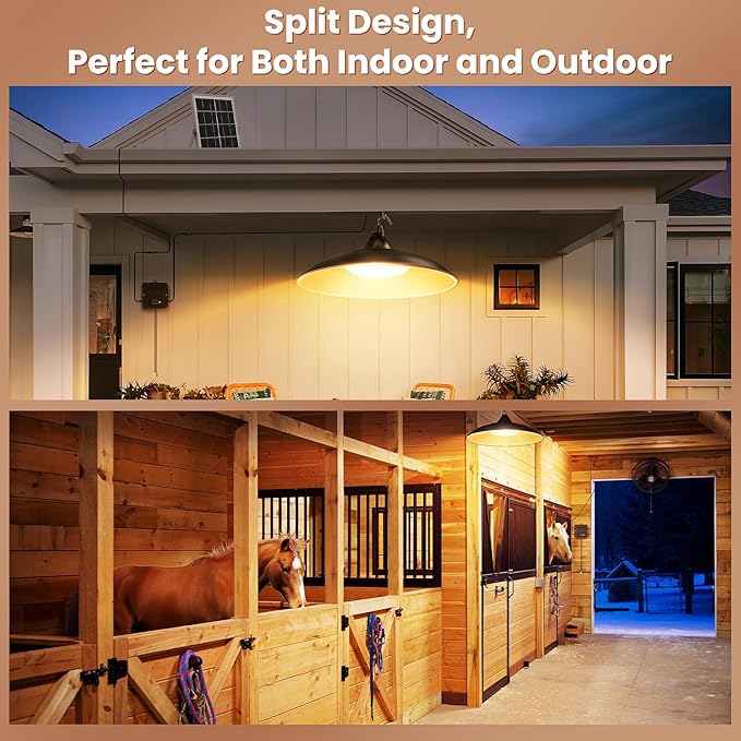 Solar Shed Light Indoor Outdoor, Warm White Daytime Available Pendant Light with Pull String, Dusk to Dawn, 3 Lighting Modes Solar Lights Indoor, IP65 Waterproof for Barn, Gazebo, Shop, Garage