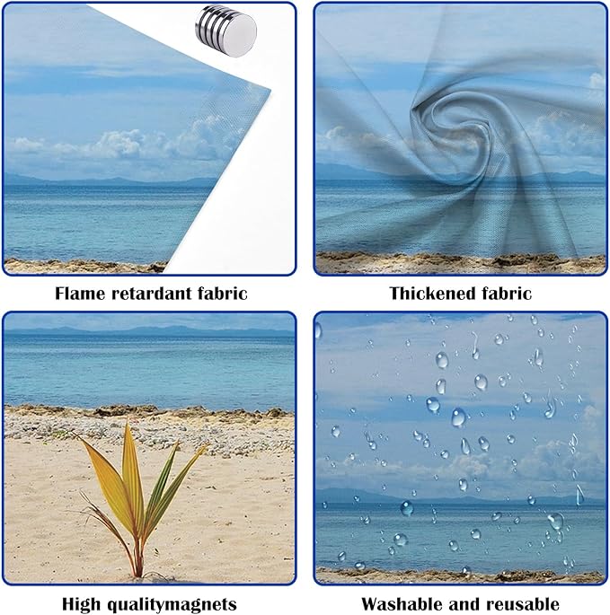 ANGSYLTH 8 Pcs Fluorescent Light Covers - 4 x 2 Feet Covers for Ceiling Lights, 8 x 10 Magnetic Light Filters for Classroom, Office, Hospitals (Summer - Beach)
