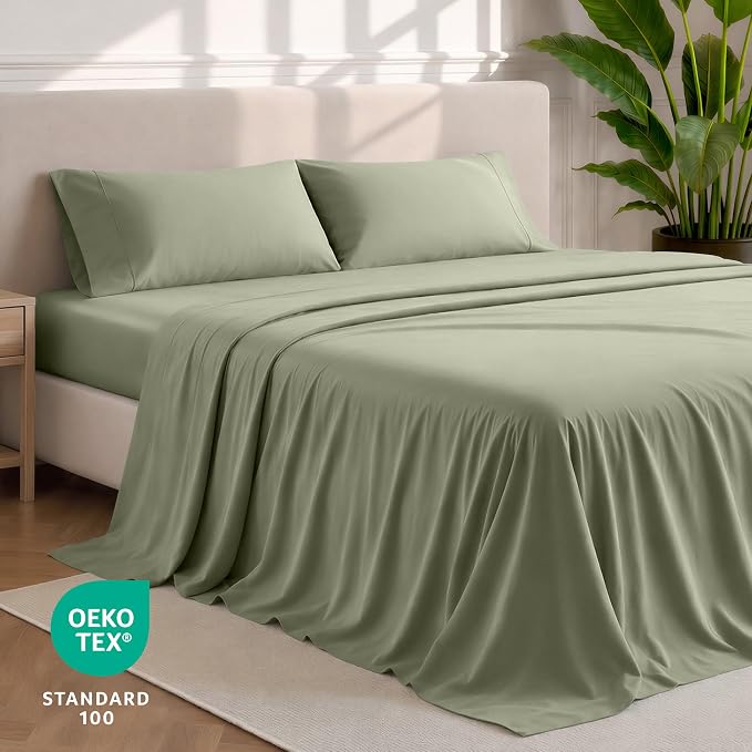 Bare Home Split California King Sheet Set - 1800 Ultra-Soft Microfiber Bed Sheets - Double Brushed - Deep Pockets - Easy Fit - 5 Piece Set - Bed Sheets (Split Cal King, Sage)