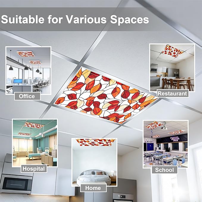 4 Pack 2x4 FT Magnetic Fluorescent Light Covers, Ceiling Light Filters for Classroom Office Home Hospital, Easy Install Decorative Drop Ceiling Panels