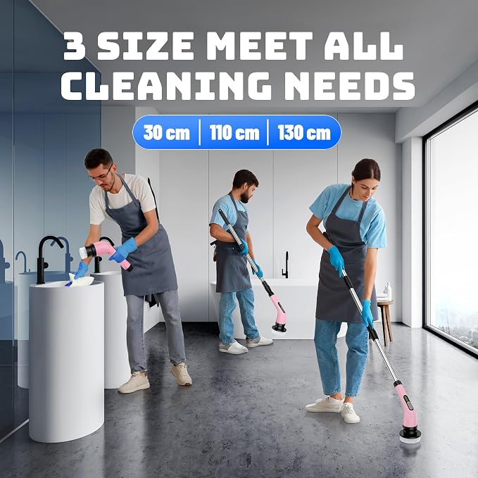 Electric Spin Scrubber - Cordless Bathroom Scrubber with 7 Brush Heads | Dual Speed IPX7 Waterproof Power Scrubber for Heavy-Duty Bathtub, Glass, Tile, and Car Cleaning