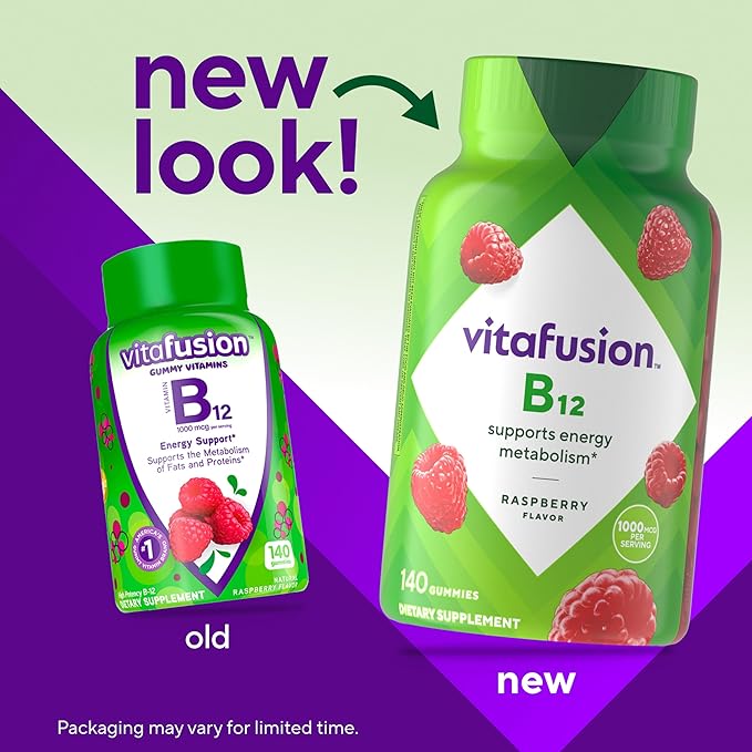 Vitafusion ビタミンB12 グミビタミン エネルギー代謝サポート ラズベリー風味 アメリカNo.1グミビタミンブランド 70日分 140粒入り (2個パック)