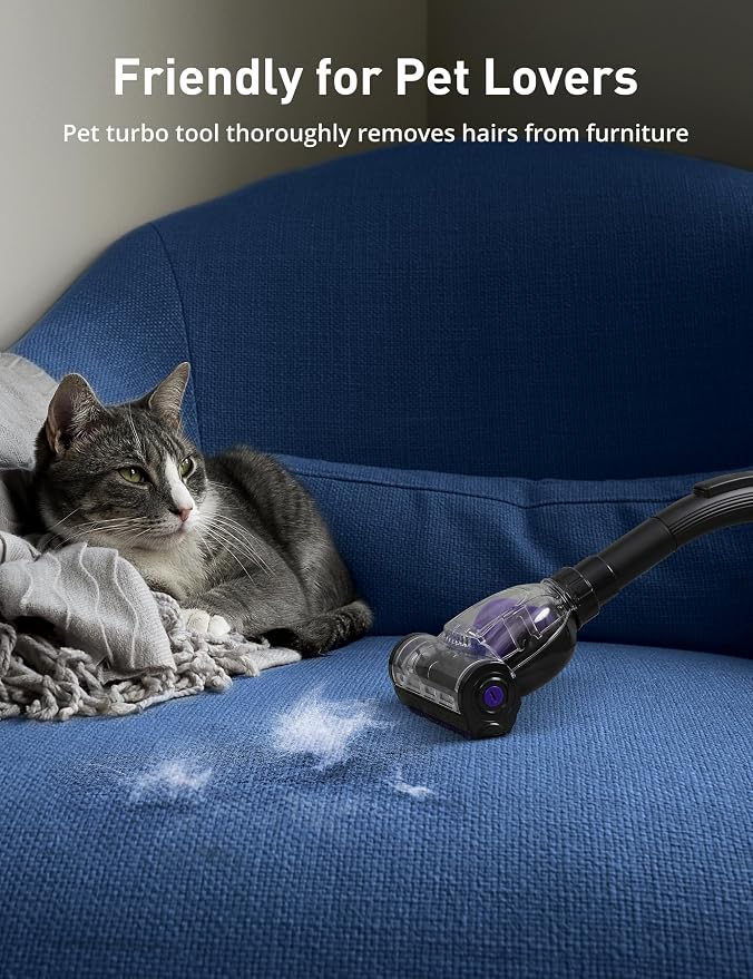 1700W Canister Vacuum Cleaner, 45Kpa Bagless Vacuum Cleaner, Multi-Cyclonic Filtration, 2 Anti-Allergen HEPA Filters, 3.5QT Dust Cup, 4 Tools, Corded Vacuum for Hard Floor, Pet Hair, Wineberry
