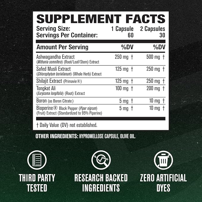 Jacked Factory Testosterone Booster for Men PRIMASURGE - w/Tongkat Ali, PrimaVie, Ashwagandha - Boost Vitality, Muscle Growth & Energy | Natural Muscle Builder Supplement - 60 Veggie Pills