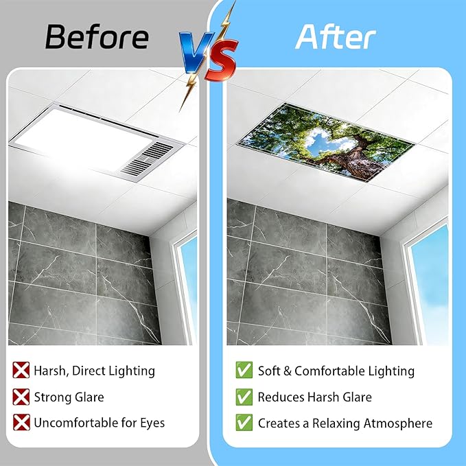 4 Pack 2x4 FT Magnetic Fluorescent Light Covers, Ceiling Light Filters for Classroom Office Home Hospital, Easy Install Decorative Drop Ceiling Panels