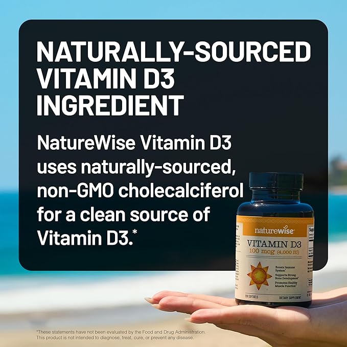 NatureWise ビタミンD3 4000IU（100mcg）1年分 免疫サポート、健康的な筋肉機能、骨の健康に - 非遺伝子組み換え、グルテンフリー、オーガニックエキストラバージンオリーブオイル使用（ミニソフトジェル）、360粒