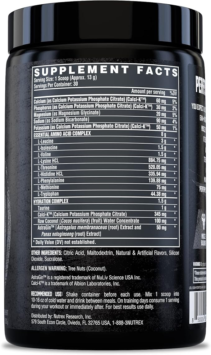 Nutrex Research EAA Hydration | EAAs + BCAA Powder | Muscle Recovery, Strength, Muscle Building, Endurance | 8G Essential Amino Acids + Electrolytes | Strawberry Watermelon 30 Serving