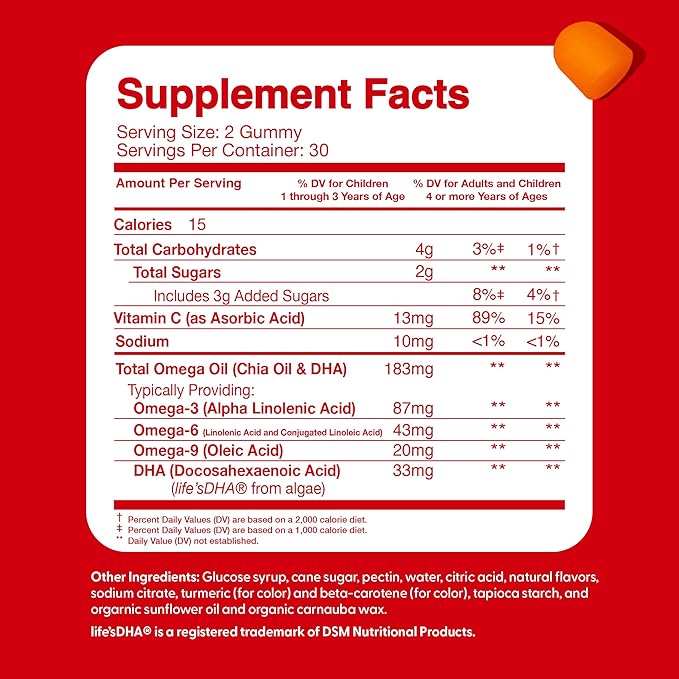 Feel Great Vitamins Kids DHA Gummies with Omega 3 6 9, Vitamin C (2-Pack) | Supports Healthy Brain Function, Vision & Heart Health | Gluten Free, Vegetarian | 60 Gummies