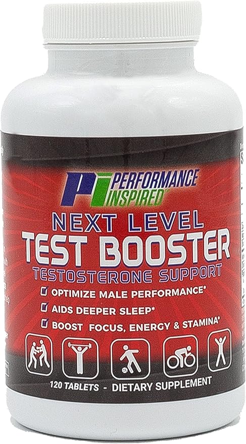 PERFORMANCE INSPIRED Next Level Test Booster – Testosterone Support – Ashwagandha Root Extract – Energy, Stamina & Recovery – 120 Count