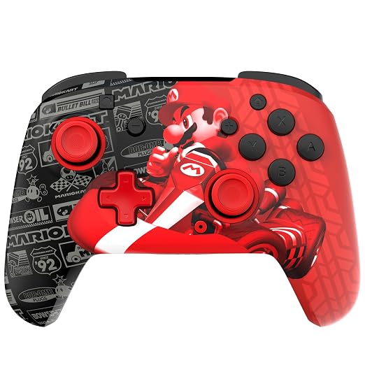 PDP Rematch Glow Wireless Gaming Controller Grand Prix Mario Switch 2, Lite | Works with Nintendo Switch OLED, Motion Controls, Rechargeable 40-Hr Battery, 2 Mappable Back Buttons, Grand Prix Mario Glow