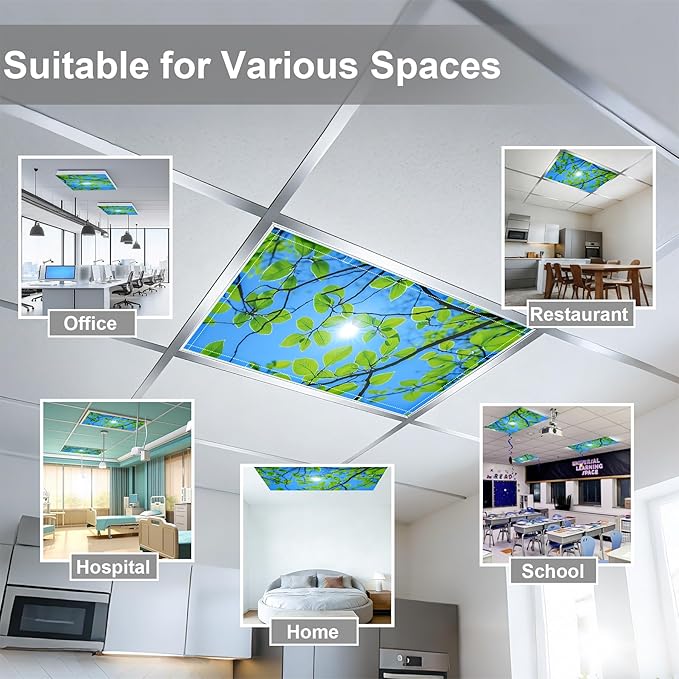 4 Pack 2x4 FT Magnetic Fluorescent Light Covers, Ceiling Light Filters for Classroom Office Home Hospital, Easy Install Decorative Drop Ceiling Panels