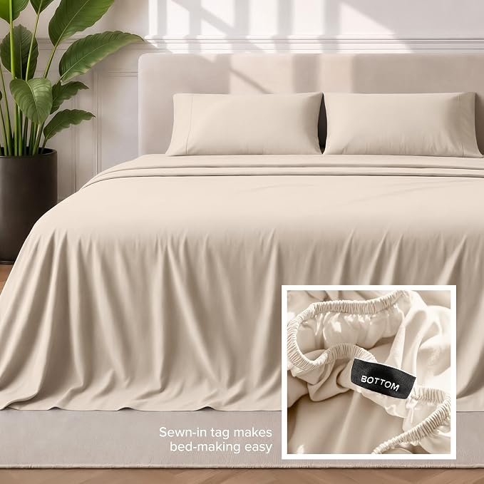 Bare Home Full Sheet Set - 1800 Ultra-Soft Microfiber Full Bed Sheets - Double Brushed - Deep Pockets - Easy Fit - 4 Piece Set - Bedding Sheets & Pillowcases (Full, Sand)