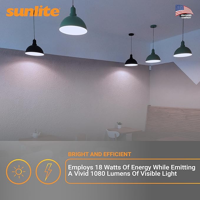 Sunlite Compact Fluorescent PLD 4-Pin Double U-Shaped Twin Tube, 18 Watts, 120 Volts, 1080 Lumens, 5000K Daylight, 4-Pin G24q2 Base, 10 Pack
