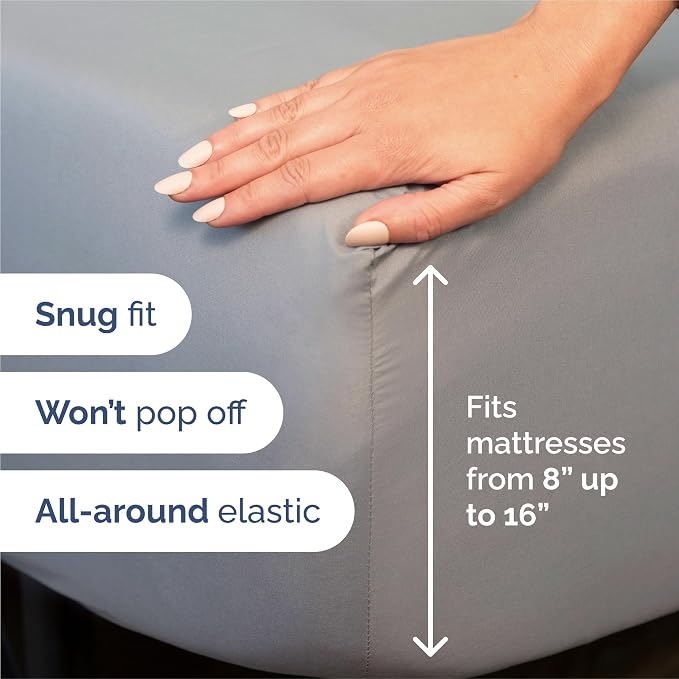 Split King 7 Piece Sheet Set - Comfy Breathable & Cooling - Soft Hotel Luxury Bedding Set with 8-16 Inch Deep Pockets - 1 Flat & 2 Fitted Sheet & 4 Pillowcases - Wrinkle Free & Easy Care - Steel Blue
