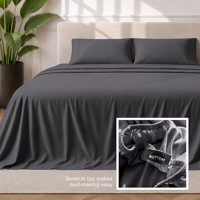Bare Home King Sheet Set - 1800 Ultra-Soft Microfiber King Bed Sheets - Double Brushed - Deep Pockets - Easy Fit - 4 Piece Set - Bedding Sheets & Pillowcases (King, Forged Iron Grey)