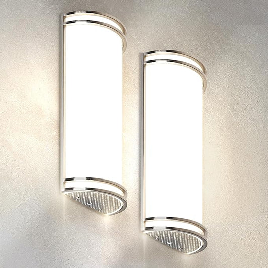 ASD Indoor LED Wall Sconce Lights - 18 Inch 25W Brushed Nickel Modern LED Wall Sconces Hardwired - ETL Dimmable 3000K 4000K 5000K Adjustable Sconce Light Fixture for Bedroom, Hallway, 2 Pack