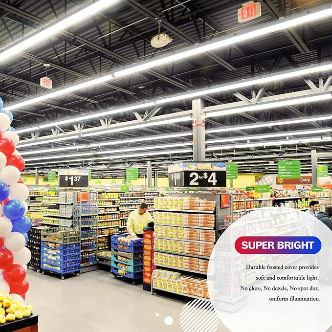 ANTLUX 8FT LED Shop Lights 110W Strip Lights [6-lamp T8 Fluorescent Equiv.], 12000LM, 5000K, Compact Commercial 8 Foot Light Fixtures for Warehouse, Garage, Energy Saving up to 4000W/5 Years, 6 Pack