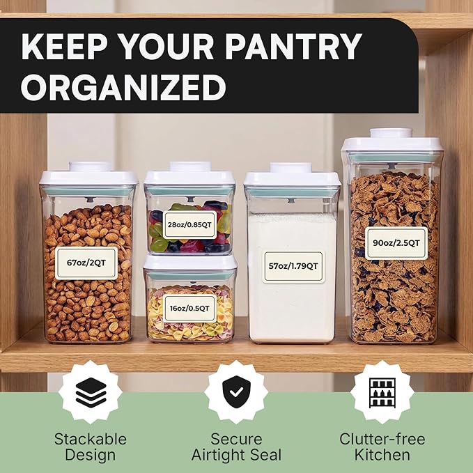Bop Top Airtight Food Storage Containers with Lid 3.5 Cups / 28 oz | Kitchen Canister Sets | Air Tight Pantry Container | Pop Top Dry Food Storage Containers for Snacks, Sugar, Flour, Baking, Pasta