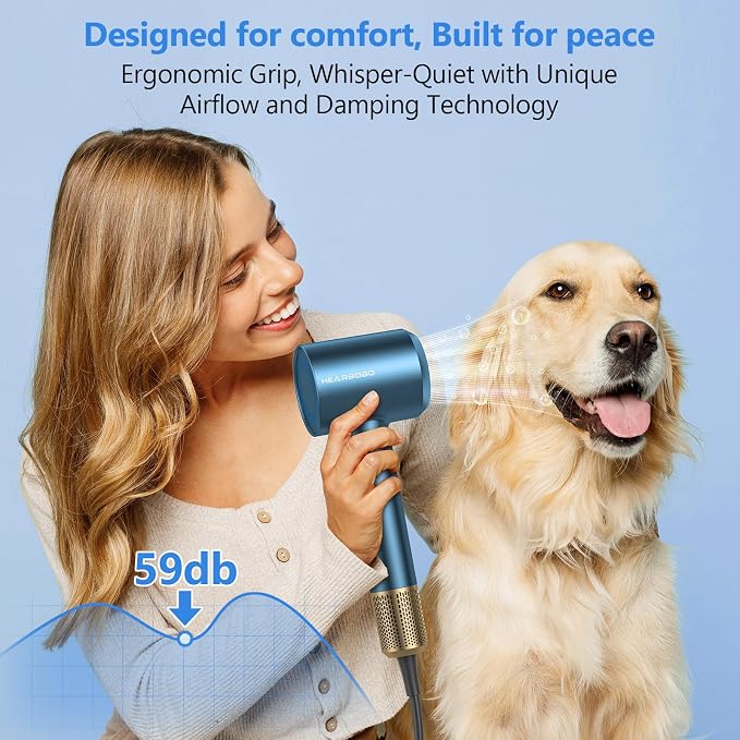 160000 RPM High Speed Hair Dryer, 500 Millions Negative Ionic Blow Dryer for Fast Drying, Hair Dryer with Diffuser, Low Noise Thermo Control Professional for All Hair Types