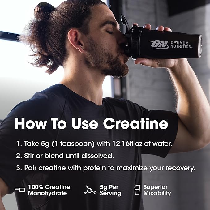 Optimum Nutrition Micronized Creatine Monohydrate Powder, Unflavored, 60 Servings, 300 Grams (Packaging May Vary)