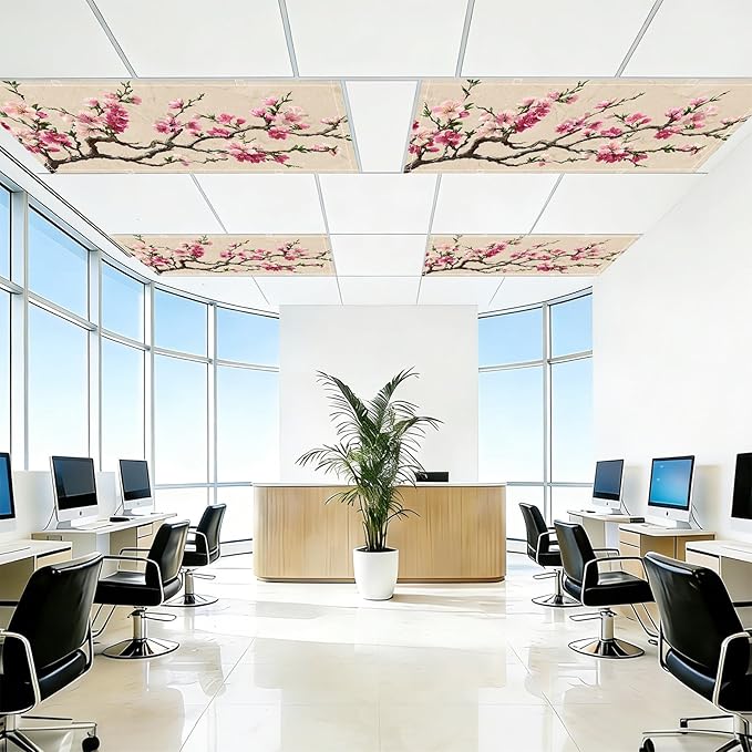 4 Pack 2x4 FT Magnetic Fluorescent Light Covers, Ceiling Light Filters for Classroom Office Home Hospital, Easy Install Decorative Drop Ceiling Panels